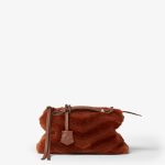 FENDI By The Way Selleria Medium Rust-colored sculpted shearling bag with 192 hand-sewn topstitches